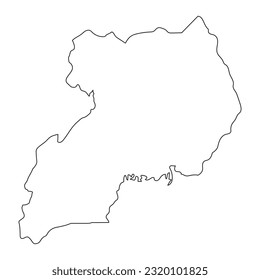 Highly detailed Uganda map with borders isolated on background