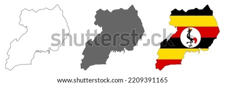 Highly detailed Uganda map with borders isolated on background