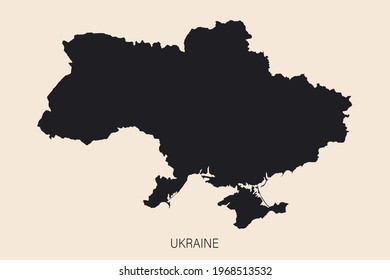 Highly detailed Ukraine map with borders isolated on background