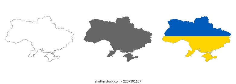 Highly detailed Ukraine map with borders isolated on background