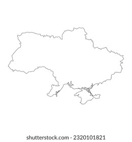 Highly detailed Ukraine map with borders isolated on background