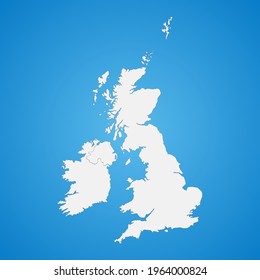 Highly detailed United Kingdom map with borders isolated on background