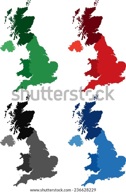 Highly Detailed United Kingdom Political Map Stock Vector Royalty Free 236628229 Shutterstock 