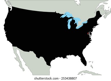 Highly Detailed United States of America Silhouette map.