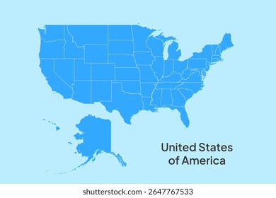 Highly detailed USA map with border vector illustration. Easy to edit.
