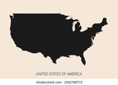 Highly detailed USA map with borders isolated on background