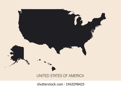 Mapa muy detallado de EE.UU. con fronteras aisladas en segundo plano