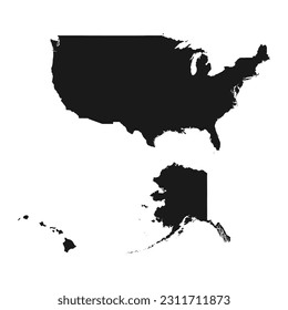 Highly detailed USA map with borders isolated on background