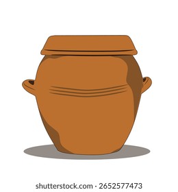 Highly detailed vector artwork of a traditional Korean onggi pot. Textured and shaded to resemble real clay, perfect for educational materials, museum visuals, or cultural posters. Layered and fully s