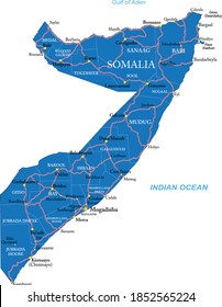 Highly detailed vector map of Somalia