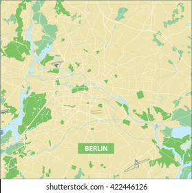 Highly detailed vector street map of Berlin with no names.
