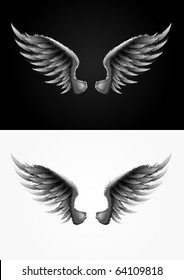 Highly detailed vector wings illustration. One global color used. Easy editable.