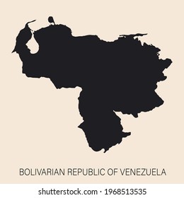 Highly detailed Venezuela map with borders isolated on background