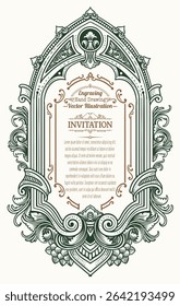 Highly detailed vintage engraving vector frame with intricate ornate and floral patterns. Perfect for certificates, invitations, or luxury branding.