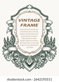 Highly detailed vintage engraving vector frame with intricate ornate and floral patterns. Perfect for certificates, invitations, or luxury branding