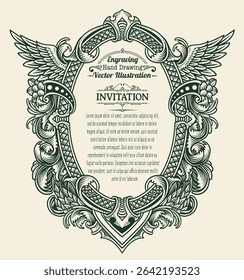 Highly detailed vintage engraving vector frame with intricate ornate and floral patterns. Perfect for certificates, invitations, or luxury branding.
