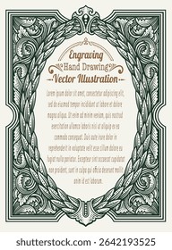Highly detailed vintage engraving vector frame with intricate ornate and floral patterns. Perfect for certificates, invitations, or luxury branding.