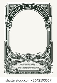 Highly detailed vintage engraving vector frame with intricate ornate and floral patterns. Perfect for certificates, invitations, or luxury branding.