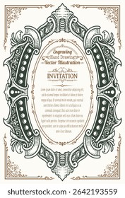 Highly detailed vintage engraving vector frame with intricate ornate and floral patterns. Perfect for certificates, invitations, or luxury branding.