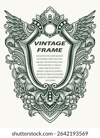 Highly detailed vintage engraving vector frame with intricate ornate and floral patterns. Perfect for certificates, invitations, or luxury branding.