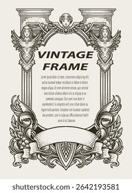Highly detailed vintage engraving vector frame with intricate ornate and floral patterns. Perfect for certificates, invitations, or luxury branding.