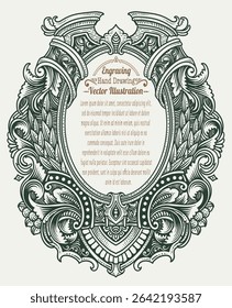 Highly detailed vintage engraving vector frame with intricate ornate and floral patterns. Perfect for certificates, invitations, or luxury branding.