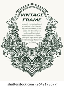 Highly detailed vintage engraving vector frame with intricate ornate and floral patterns. Perfect for certificates, invitations, or luxury branding.