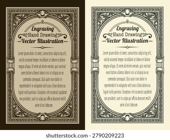 Highly detailed vintage engraving vector frame with intricate ornate and floral patterns. Perfect for certificates, invitations, or luxury branding.