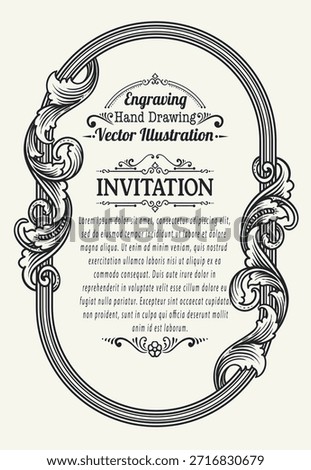 Highly detailed vintage engraving vector frame with intricate ornate and floral patterns. Perfect for certificates, invitations, or luxury branding