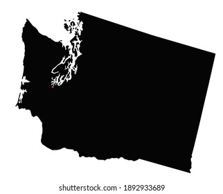 Highly Detailed Washington Silhouette map.