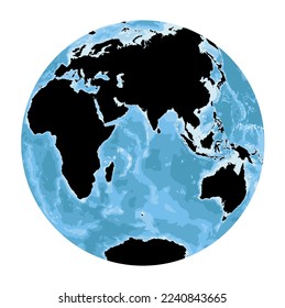 Highly detailed World Map silhouette in globe shape of Earth. Nicolosi globular projection – flat.