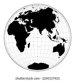 Highly detailed World Map silhouette in globe shape of Earth. Nicolosi globular projection – flat.