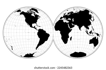 Highly detailed World Map silhouette in globe shape of Earth. Nicolosi globular projection – flat.