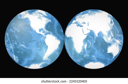 Highly detailed World Map silhouette in globe shape of Earth. Nicolosi globular projection – 3D.