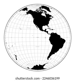 Highly detailed World Map silhouette in globe shape of Earth. Nicolosi globular projection – flat.