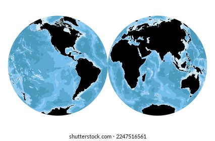 Highly detailed World Map silhouette in globe shape of Earth. Nicolosi globular projection – flat.