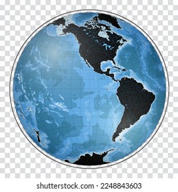 Highly detailed World Map silhouette in globe shape of Earth. Nicolosi globular projection – 3D.