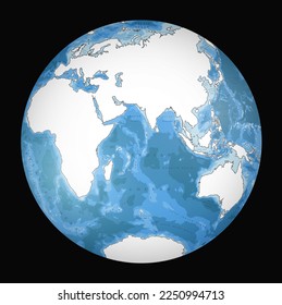 Highly detailed World Map silhouette in globe shape of Earth. Nicolosi globular projection – 3D.