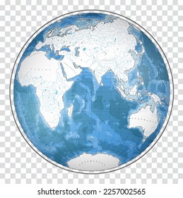 Highly detailed World Map silhouette in globe shape of Earth. Nicolosi globular projection – 3D.