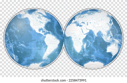 Highly detailed World Map silhouette in globe shape of Earth. Nicolosi globular projection – 3D.