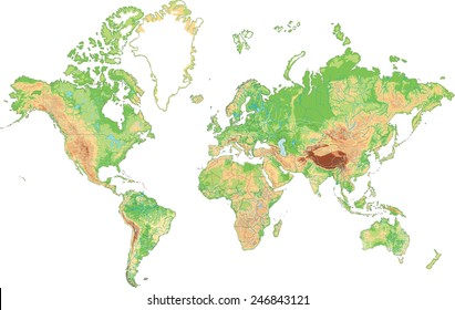 Highly detailed World map. Vector illustration.