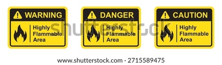 Highly flammable area label icon, vector illustration
