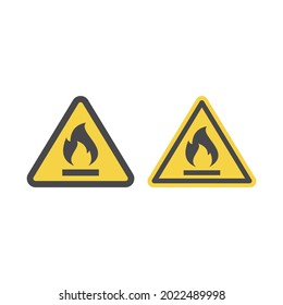 Highly flammable gas or liquid vector sign. Fire warning sign with flame in yellow and triangle.