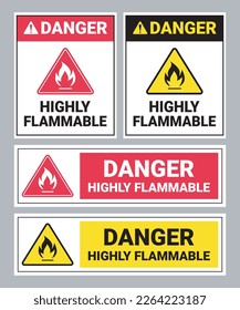 Highly Flammable Sign Collection Vector