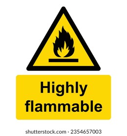 HIGHLY FLAMMABLE sign. Editable EPS 10 vector graphic isolated on white background.