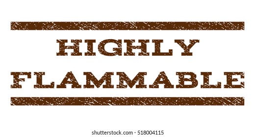 Highly Flammable watermark stamp. Text caption between horizontal parallel lines with grunge design style. Rubber seal stamp with scratched texture.