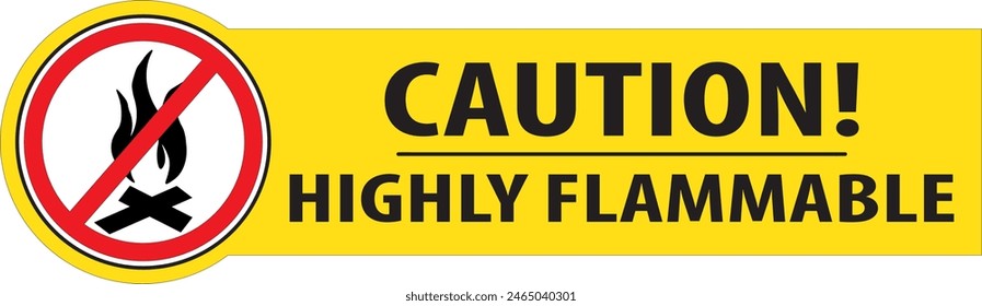 Highly flammable yellow and black color sign vector