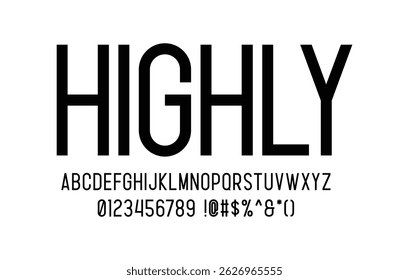 Highly Font – Uppercase Letters, Numbers and Symbols Clean Isolated Vector Typography
