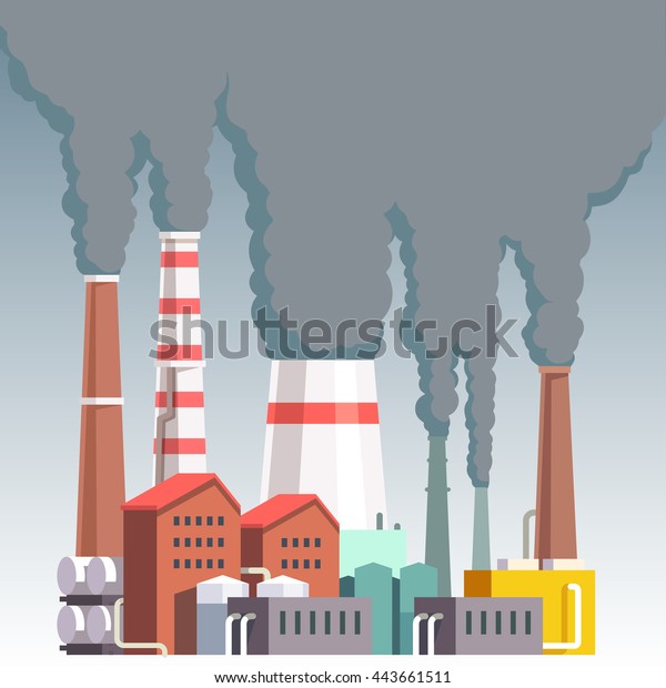 Highly Polluting Factory Plant Smoking Towers Stock Vector (Royalty ...