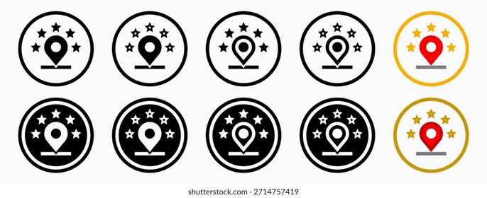 Iconos de lugares altamente calificados: Ilustración vectorial de iconos de lugares altamente calificados con fondo blanco